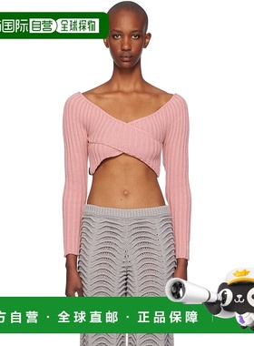 1h可退 潮奢 ISABOULDER 女士 粉色 Crossed Sleeves 针织衫 AW24