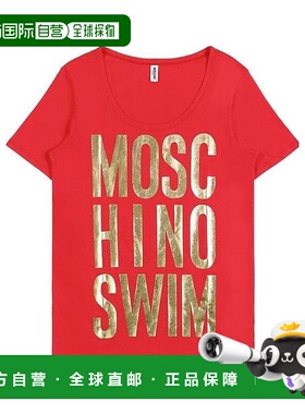 1h可退 MOSCHINO 女士衬衫 A63022109114 SS2022 红色 徽标T恤