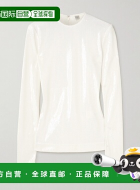 1h可退 潮奢 toteme 女士 珠片网纱上衣 261WRT0732FB0593047WHIT