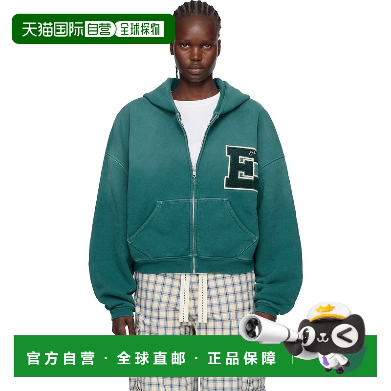 1h可退 潮奢 Erl 女士 绿色 Letterman 连帽衫 ERL11T026拉链