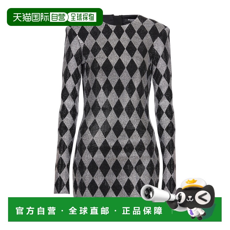 1h可退 BALMAIN 女士连衣裙 DF1R9343PC42EAW SS2025 黑色 圆领长