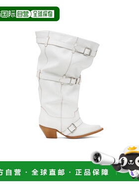 R13 女士高跟鞋 R13WS114S209A SS2025 白色 尖头长筒靴