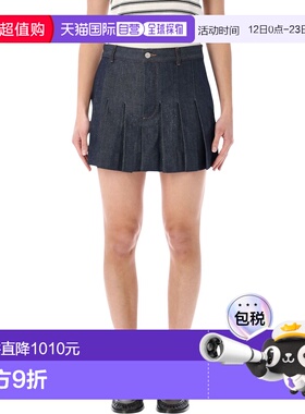 1h可退 潮奢 A.P.C. 女士 褶裥牛仔迷你半身裙 F06504COGDF
