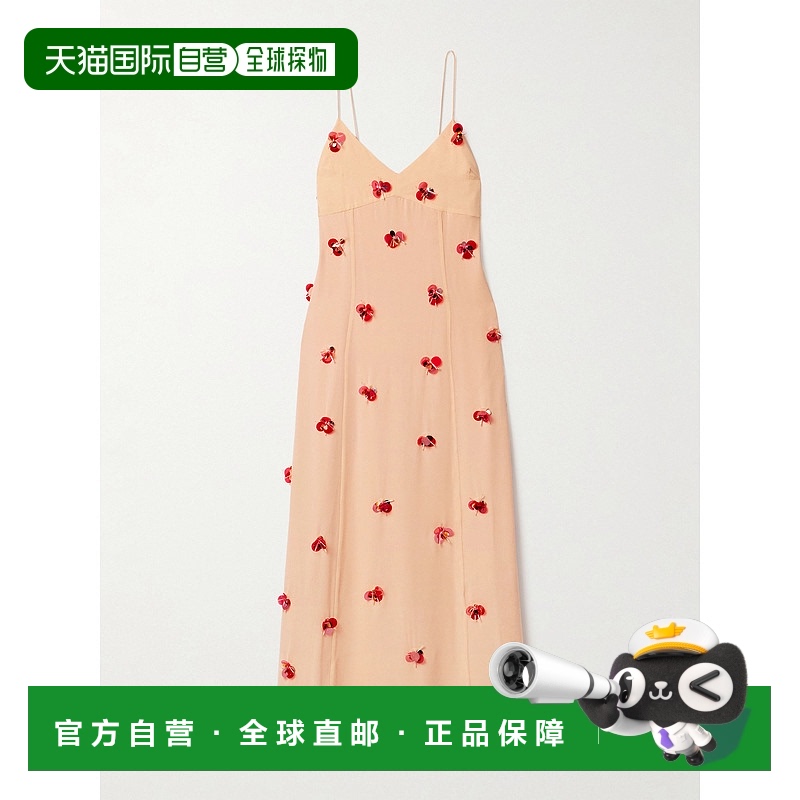 1h可退 潮奢 ULLA JOHNSON 女士 Eve 精饰真丝雪纺中长连衣裙 SP2