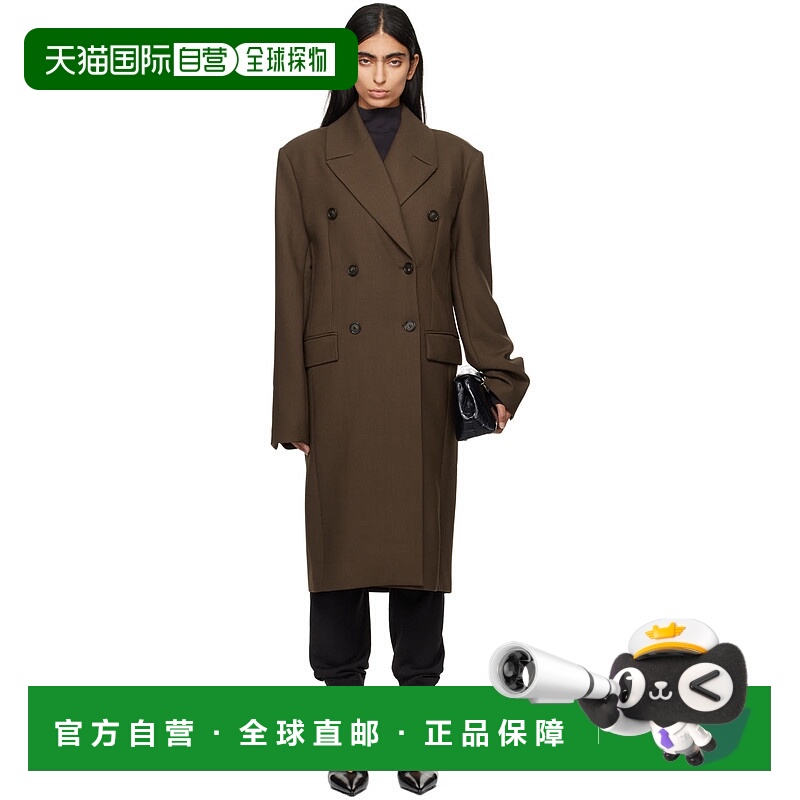 1h可退 潮奢 TOTÊME 女士 棕色 Broad Midi 大衣 244WRO0147FB006