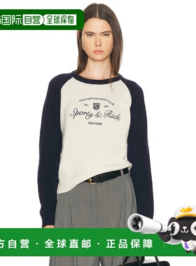 1h可退 潮奢 SPORTY & RICH 女士 Syracuse 羊绒棒球毛衣 WS07561