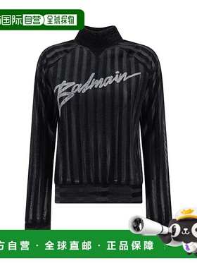 BALMAIN 女士针织毛衣 BF1KF05348JGEAC AW2023 黑色长袖针织衫