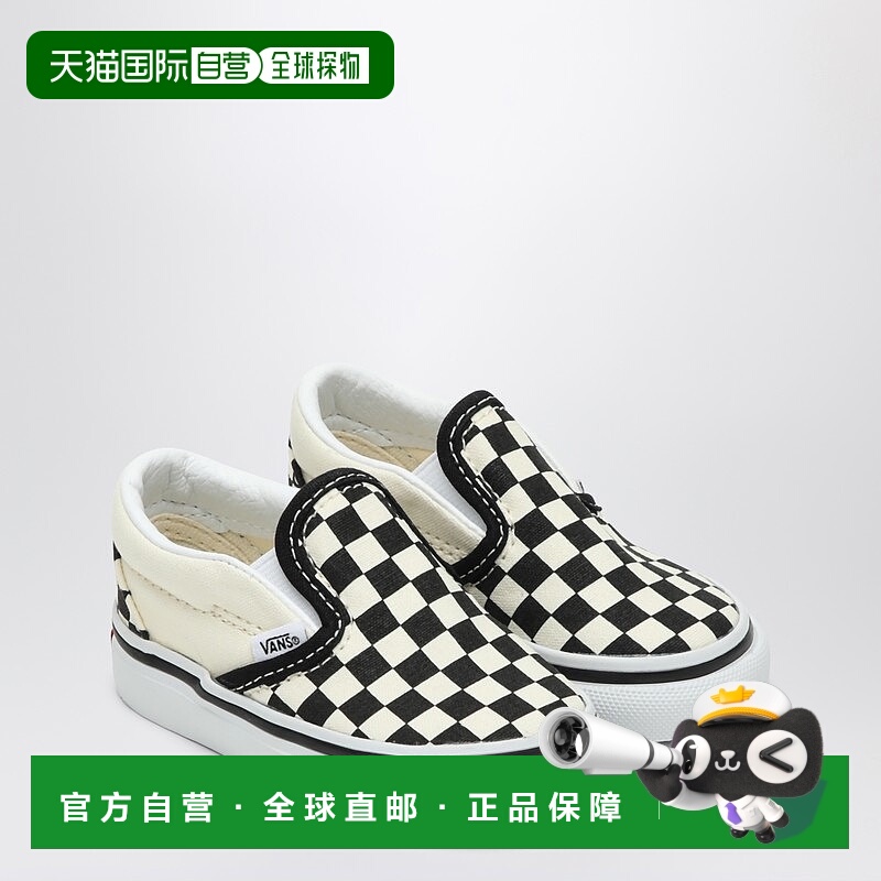 1h可退 潮奢 Vans 范斯 女童 直入式格纹图案运动鞋(白色/黑色)童