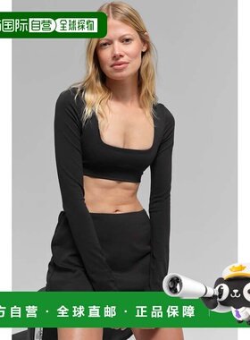 alo yoga 纯色方领长袖截短上衣 女款w9879r