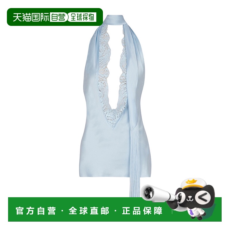 1h可退 BALMAIN 女士围巾 FF1AG700MH406DR AW2025 蓝色 露背流苏