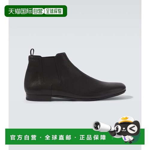 1h可退 潮奢 Prada 普拉达 男士 皮质切尔西靴 black黑色 舒适时
