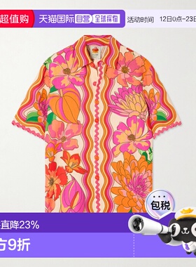 1h可退 潮奢 FARM RIO 女士 Spring Affair 印花亚麻混纺衬衫 336
