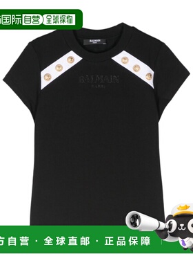 BALMAIN 女童衬衫 BV8B51Z2389930BC AW2024 黑色 短袖T恤