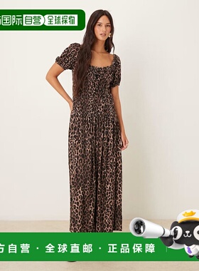 1h可退 潮奢 ASOS 女士 milkmaid 设计褶皱抽褶束腰泡泡袖中长茶