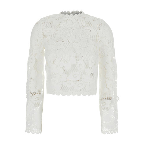 潮奢 Self-Portrait 女士 'Crochet Lace' for 白色短袖上衣 SS26