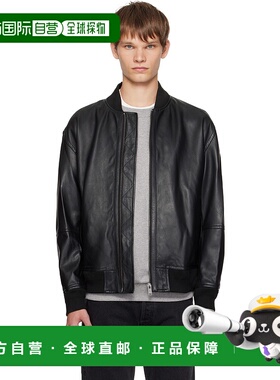 1h可退 潮奢 BOSS 波士 男士 黑色 Regular-Fit Textured 皮革夹