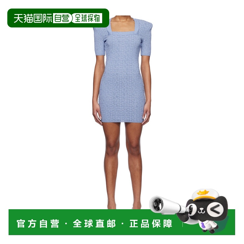 1h可退 BALMAIN 女士连衣裙 EF1R6135KI02SPB SS2025 蓝色 短袖连
