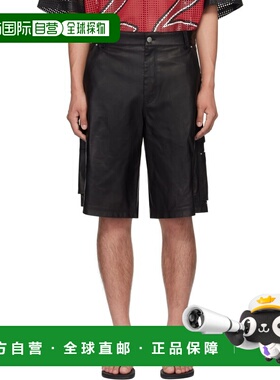 1h可退 潮奢 AMIRI 男士 黑色 MA Carpenter 皮革短裤 AMLTSH1014