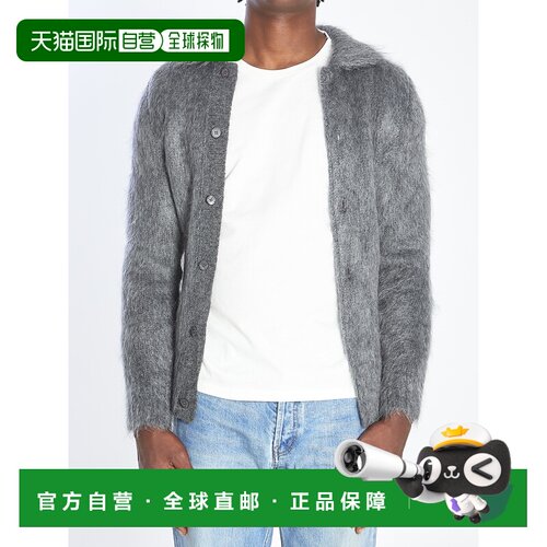 GUCCI 男士外套 849729XKE7O1087 AW2025 灰色 拉绒羊毛马海毛开