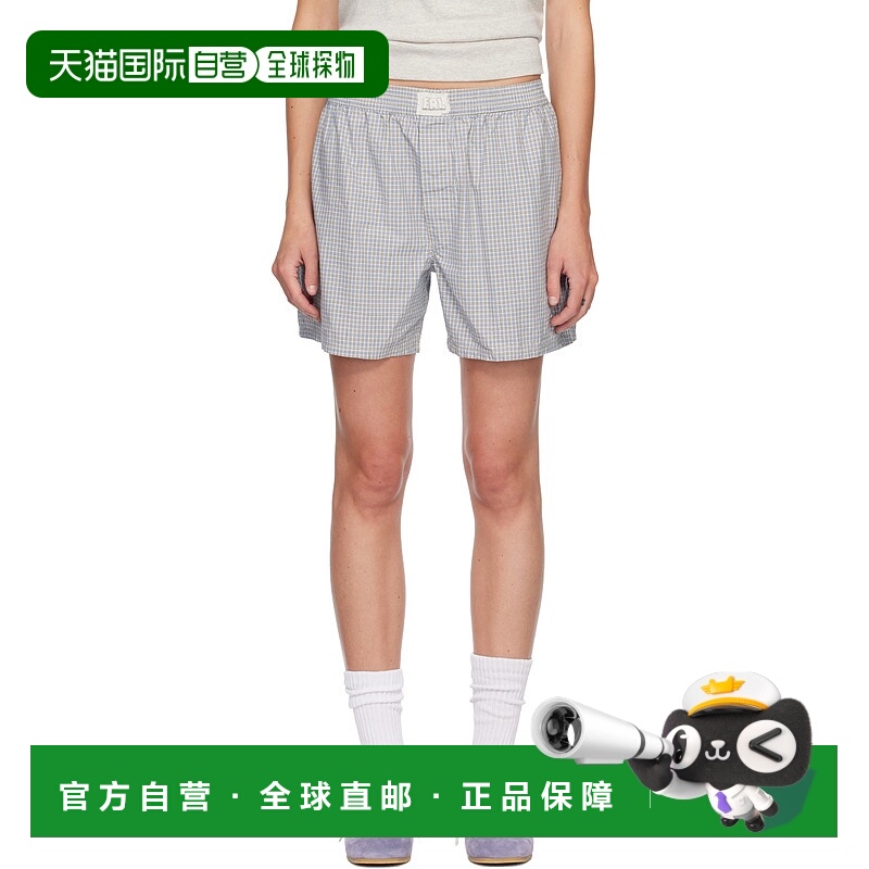 1h可退 潮奢 Erl 女士 蓝色 Light Check Boxer 短裤 ERL11UW03