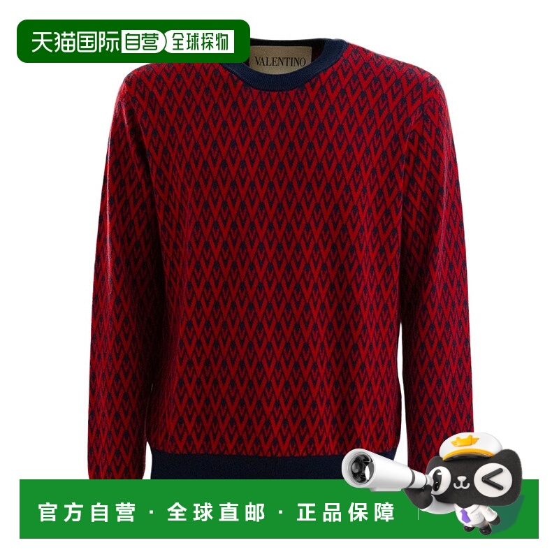 1h可退 VALENTINO 男士针织毛衣 VKC33KAR0BR5 AW2025 红色 长袖