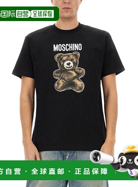 MOSCHINO 男士T恤 071002411555 SS2025 黑色 Print T-Shirt
