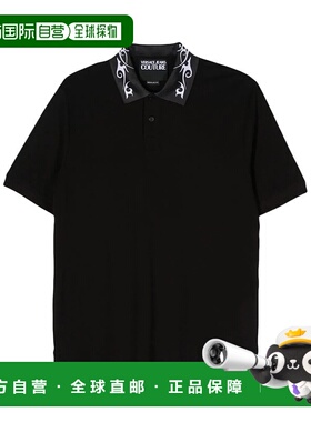 VERSACE 男士T恤 76GAGT08CJ01T899 SS2024 黑色 logo印花Polo衫