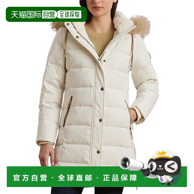 1h可退 潮奢 Lauren Ralph Lauren 女士 仿皮草连帽羽绒服