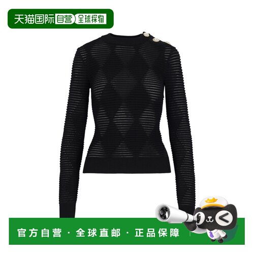 BALMAIN 女士针织衫 DF1AR850KG680PA AW2024 黑色 Crewneck