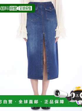 CHLOÉ 女士半身裙 CH24WDJ01150402 蓝色 Denim midi skirt