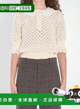 CHLOÉ 女士针织衫 CH25AMP47590107 AW2025 乳白色 Lace-trimmed