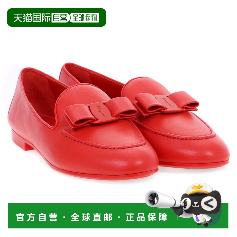 FERRAGAMO 菲拉格慕 女士LESLEY系列羊皮蝴蝶结莫卡辛鞋/0724680L