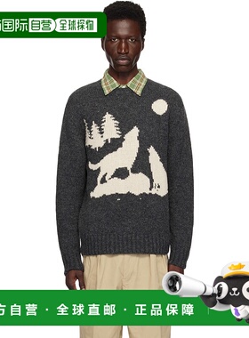 1h可退 潮奢 BEAMS PLUS 男士 灰色 Crew Intarsia 3G 毛衣 38150