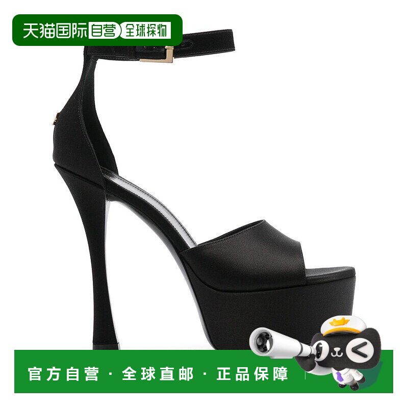GIVENCHY 女士凉鞋 BE309PE07L001 SS2025 黑色 缎面厚底高跟凉鞋