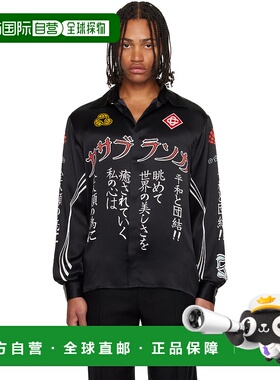 1h可退 潮奢 Casablanca 男士 黑色 Emblem Long Sleeve Silk Sat