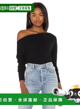 潮奢 enza costa 女士 羊绒翻边露肩长袖上衣 CJ3547