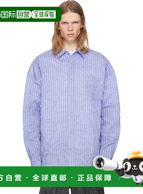 1h可退 潮奢 Juun.J 男士 蓝色 Crinkled Stripe 衬衫 JC5164P03