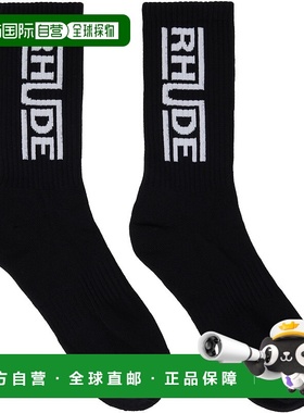 1h可退 潮奢 Rhude 男士 黑色 Champions Logo 中筒袜 RHPS25SO05