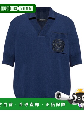 BALMAIN 男士T恤 FH1GB049KI76SHA AW2025 蓝色 短袖Polo衫上衣