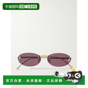 芬迪 Fendi 女士 椭圆框水晶装 FE407 1h可退 饰镀银太阳眼镜 潮奢