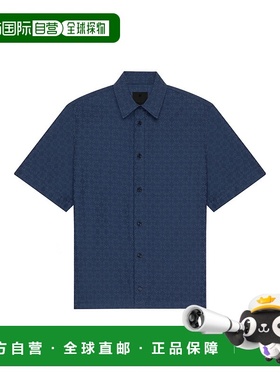 GIVENCHY 男士衬衫 BM612P5YCC063 AW2024 蓝色 短袖衬衫