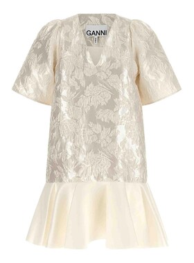 GANNI 女士连衣裙 A1030105135 SS2026 白色 Mini dress in polye