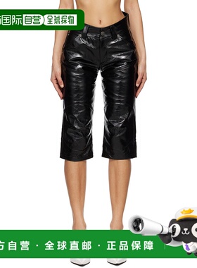 1h可退 潮奢 Vaquera 女士 黑色 Knee Pad 皮革短裤 VAQ09P014