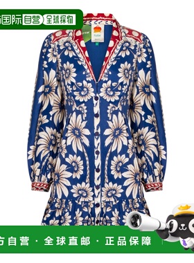 1h可退 潮奢 FARM RIO 女士 蓝色粘胶纤维连衣裙 35009126067