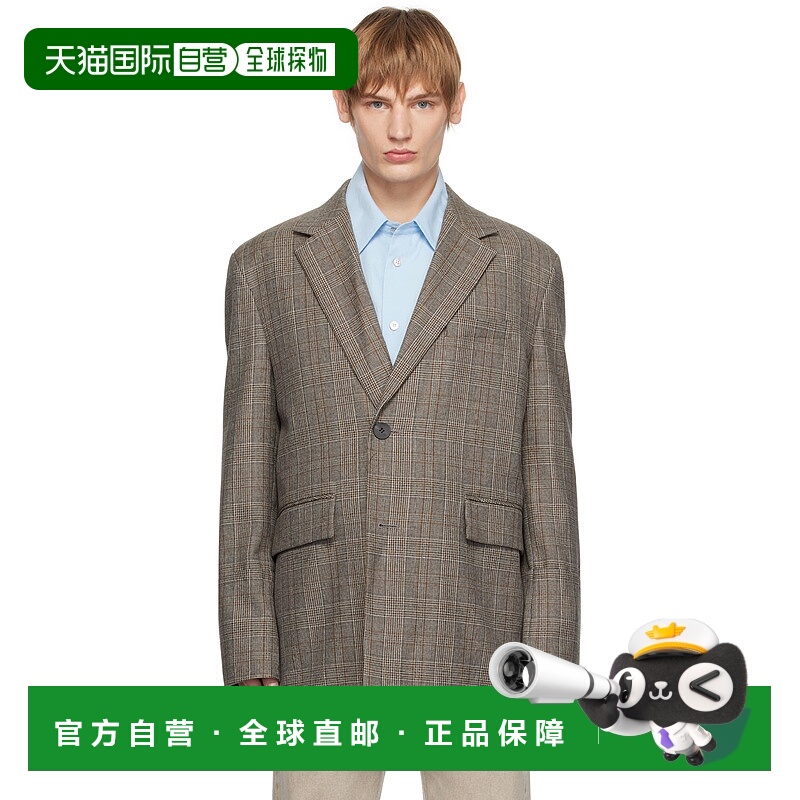 1h可退 潮奢 Wooyoungmi 吴阳米 男士 灰色 Check Wool Single 西