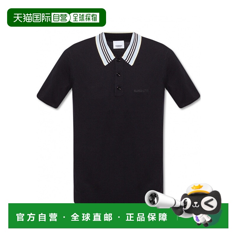 BURBERRY 男士T恤 80521561 AW2022 黑色 标志性条纹装饰羊毛 Pol