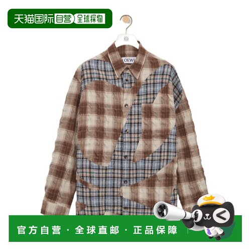 LOEWE 男士衬衫 H526Y05WFY3116 SS2026 棕色 羊毛长袖衬衫