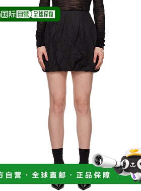 1h可退 潮奢 Juun.J 女士 黑色 Crinkled Drape 短裙 JW4727W05