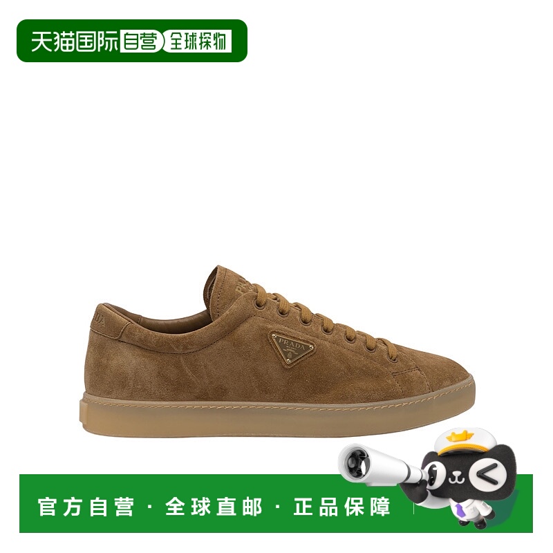1h可退 PRADA 男士运动鞋 2EE4130541F040FG001 SS2025 棕色低帮