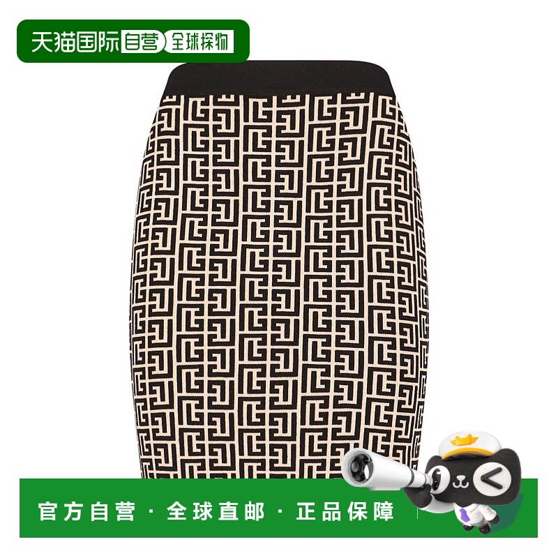潮奢 Balmain 巴尔曼 女士 字母组合针织半身裙 AF1LB005KB02